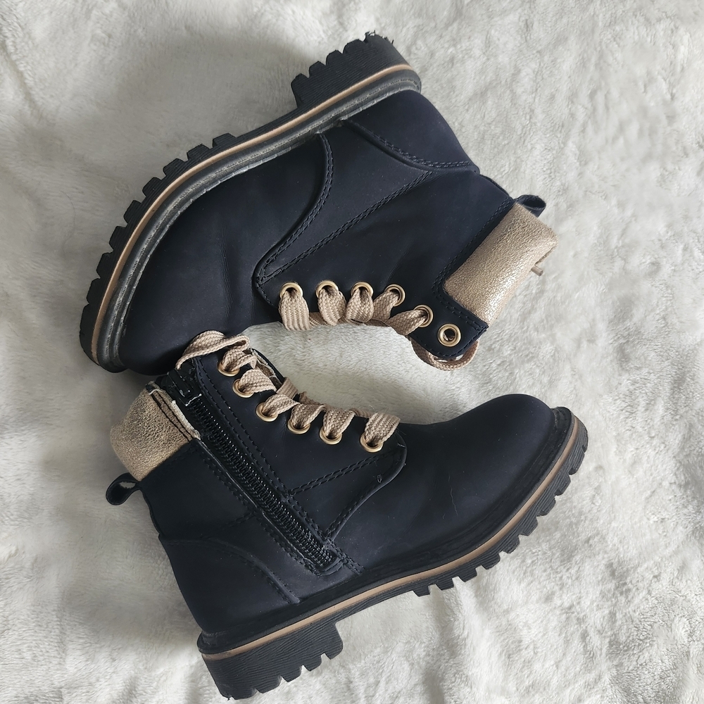 InExtenso Kids Boots Size EU 26 Black Gold Zipper Ankle Bootie Casual